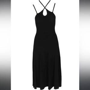 Maje Size 3 US L Ryan Womens Black Criss-Cross Midi Knit Dress Nwt $295